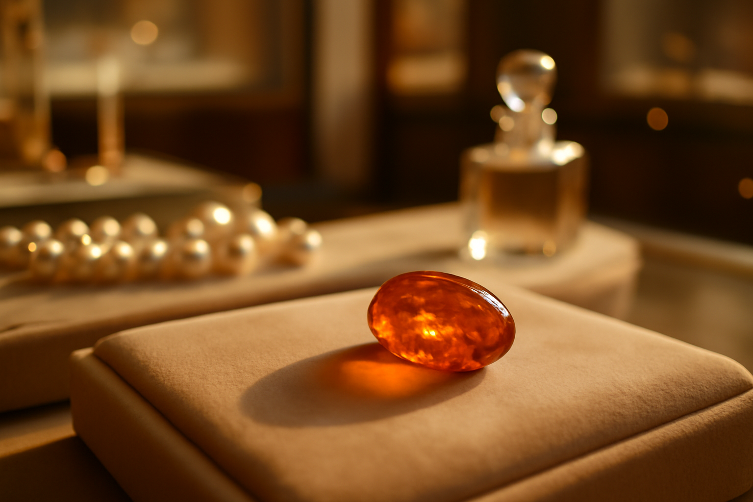 Ambre, pierre précieuse dorée, pour illustrer l’origine prénom ambre