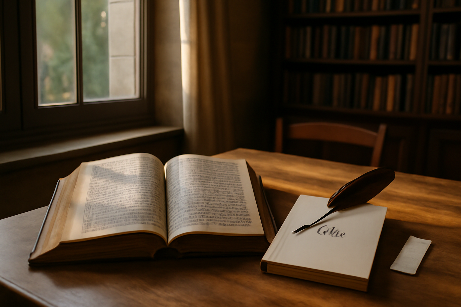 Origine prénom elia : lumière douce devant un livre hébraïque ancien, motifs bibliques et prénom Élia sur un carnet