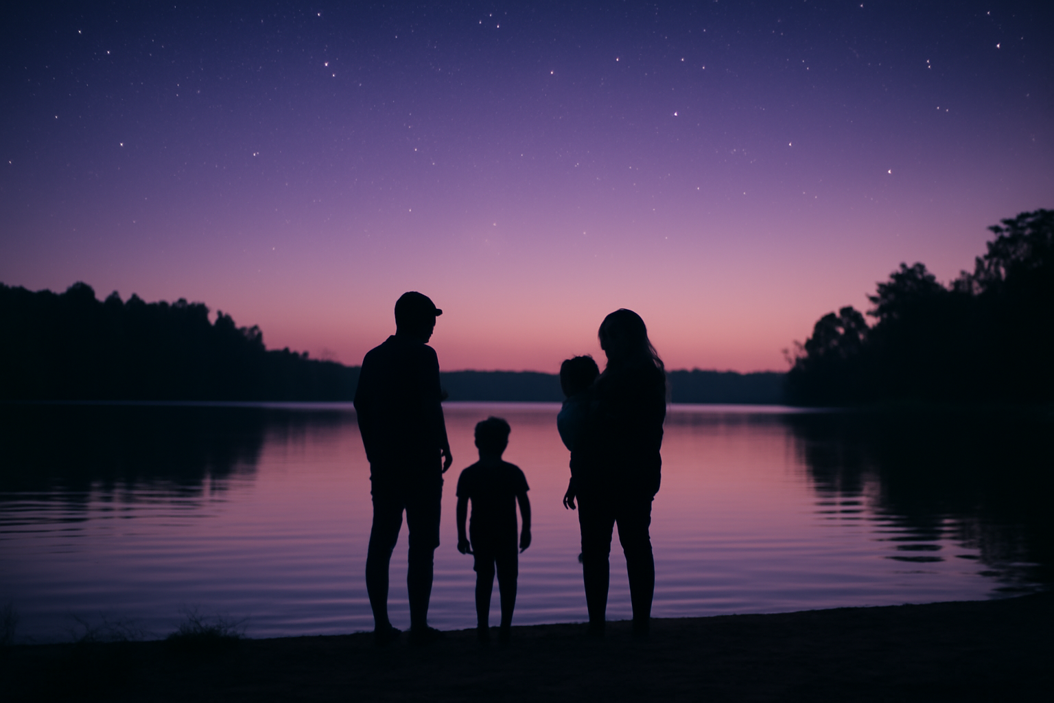 Origine prénom Lila : vue nocturne apaisante au crépuscule, symbolique de la nuit