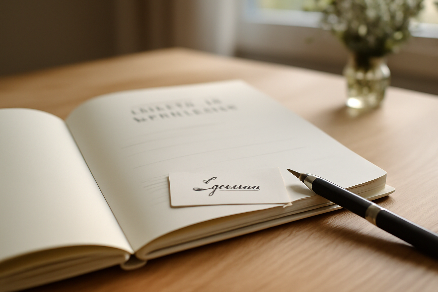 origine prénom lyanna : prénom féminin moderne Lyanna sur un carnet de naissance, lumière naturelle