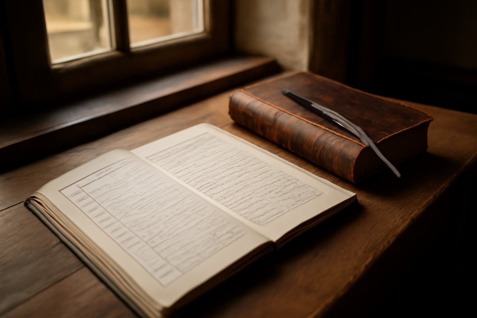 origine prénom Mariam : carnet d'état civil et livre ancien au soleil, ambiance historique