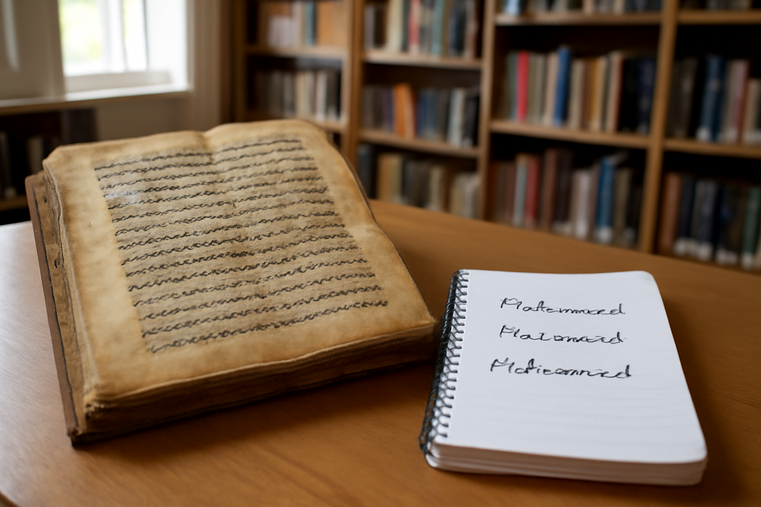 Origine prénom Mohammed : manuscrit arabe et variantes orthographiques Mohamed, Muhammad
