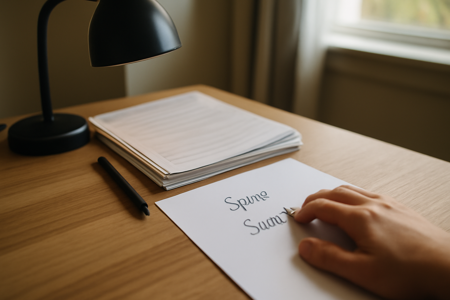 Choisir l’écriture du prénom Sara : formulaires administratifs et stylo sur table