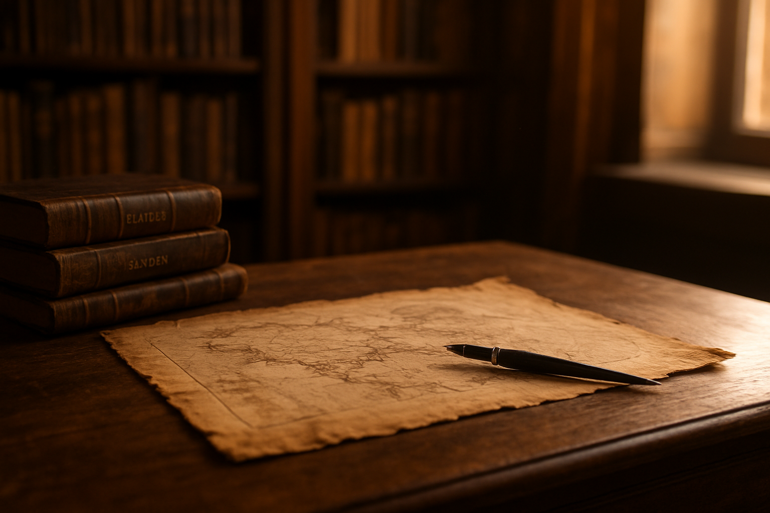 Photo réaliste d’une carte ancienne et d’un stylo, évoquant l’histoire du prénom Lise