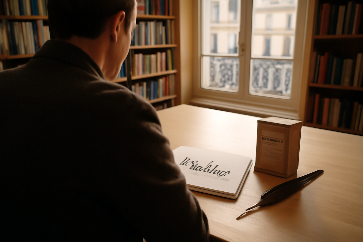 Origine prénom matteo : Mattéo et l’hébreu Matityahu, scène réaliste avec livre ancien et prénom sur un carnet