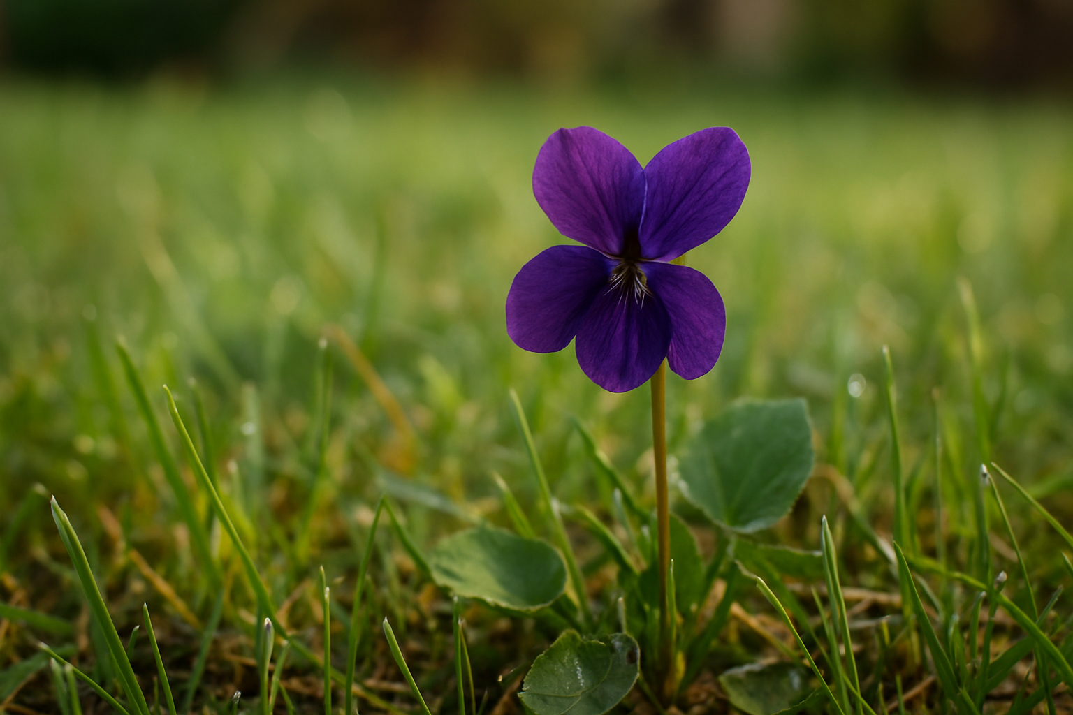 Fleur de violette violette en gros plan dans un jardin au matin
